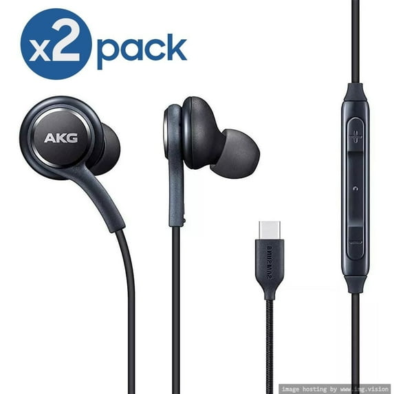 2-Pack High-Quality USB-C Headphones Wired Type C Earbud Stereo In-Ear with in-line Remote & Microphone Compatible with Samsung Galaxy S8 S9 S10 S10+ S10e S20 S21 Ultra Note 8 Note 9 Note10+