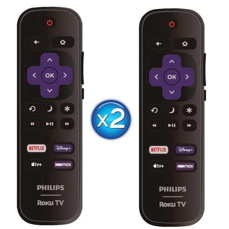 2 Pack - OEM Replacement Remote Control for All Philips Roku Smart TVs?Only Works with Philips Roku TV, Not for Roku Stick and Roku Box? (Netflix/Disney Plus/Apple TV+ / HBO Max)