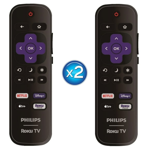 2 Pack - OEM Replacement Remote Control for All Philips Roku Smart TVs【Only Works with Philips Roku TV, Not for Roku Stick and Roku Box】 (Netflix/Disney Plus/Apple TV+ / Roku Channel)