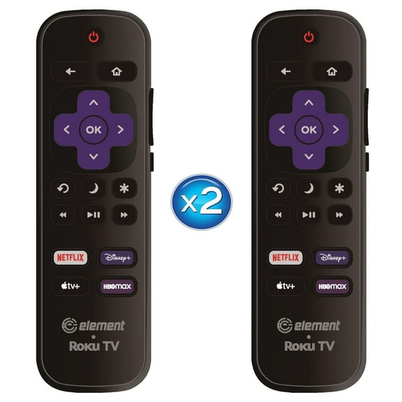 2 Pack - OEM Replacement Remote Control fit for All Element Roku TVs 【Only Works with Element Roku TV, Not for Roku Stick and Roku Box】 (Netflix/Disney Plus/Apple TV+ / HBO Max)