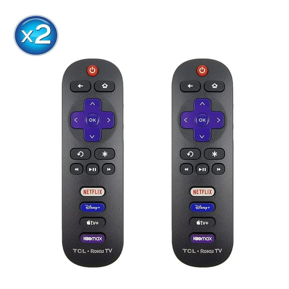 2 Pack - OEM Replacement Remote Control fit for All TCL Roku Smart TVs【Only Works with TCL Roku TV, Not for Roku Stick and Roku Box】 (Netflix/Disney Plus/Apple TV+ / HBO Max)
