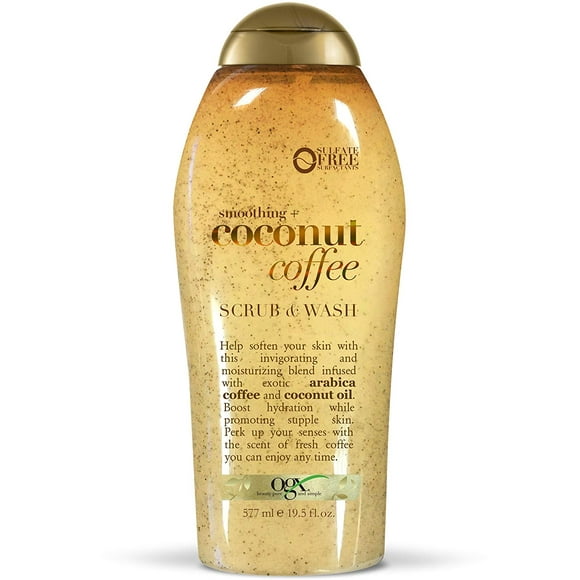 2 Pack OGX Smoothing + Coconut Coffee Body Scrub & Wash 19.5 Ounce