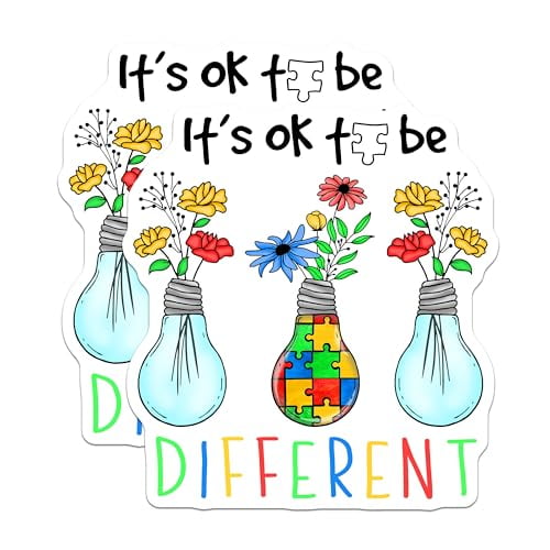 (2 Pack) It's OK to Be Different Magnets Magnets - Colorful Puzzle Piece Design - Inclusive Affirmation Decor - 5" On Longest Side - Made in USA - Sticks to Refrigerators & Metal Surfaces - MAG8941
