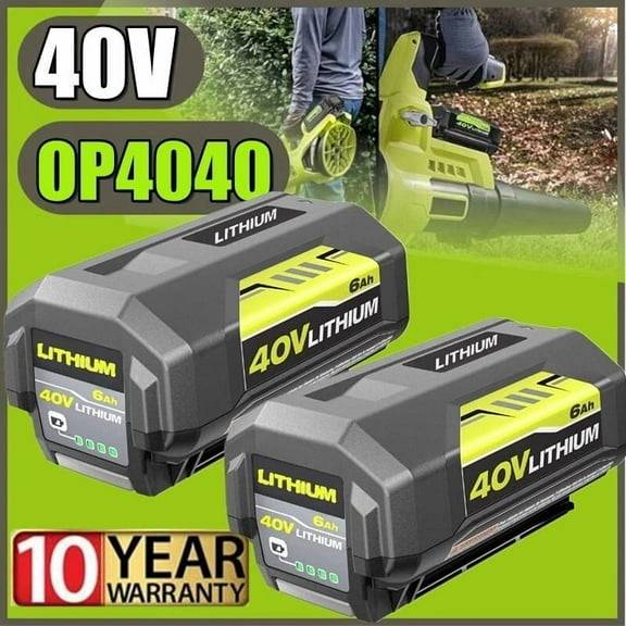 2 Pack OP4060 40 Volt 6.0Ah Battery Replacement for Ryobi 40V Battery, Compatible for Ryobi 40V Lithium Battery OP4040 OP40401 OP4026 OP40261 OP4030 OP4050 Cordless Power Tools