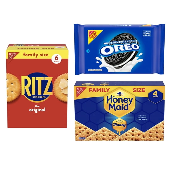2 Pack - OREO Cookies, RITZ Crackers, Honey Maid Graham Crackers Variety Pack, Family Size,