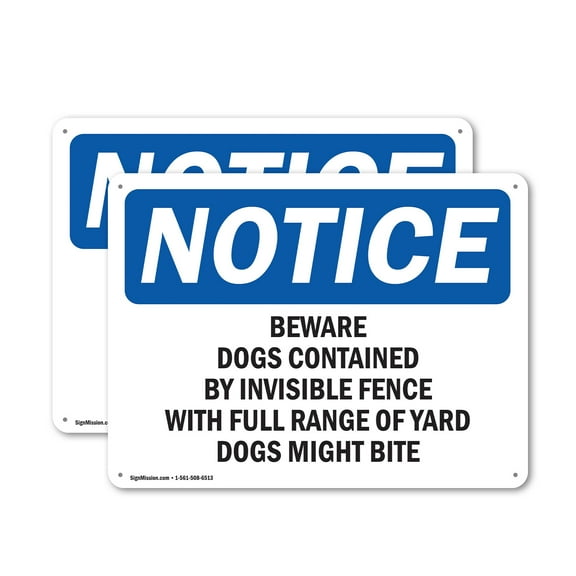 (2 Pack) OSHA Beware of Dog OSHA Notice Sign 10 Inch X 7 Inch Plastic Sign, Weather Resistant, UV Protected for Workplace, Business, and Construction Site, Made in the USA