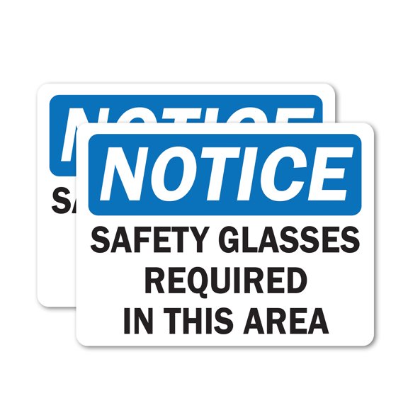 (2 Pack) OSHA Notice Decal - Safety Glasses OSHA Notice Sign 5 Inch X 3.5 Inch Vinyl Label Decal Sticker Weather Resistant, UV Protected for Workplace, Business, and Construction Site,