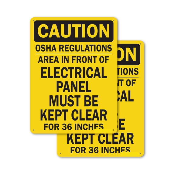 Osha Building Sign (2 Pack) OSHA Regulations Area In Front Electrical Panel Must Be Kept ...