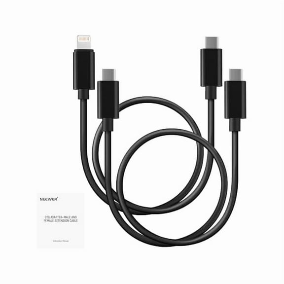 2 Pack OTG Cable Set, USB C to C & USB C to iOS, Male to Male DAC Audio Output Cable Compatible with iPhone iPad Android MacBook Laptop PC, 18"/45cm, LM6