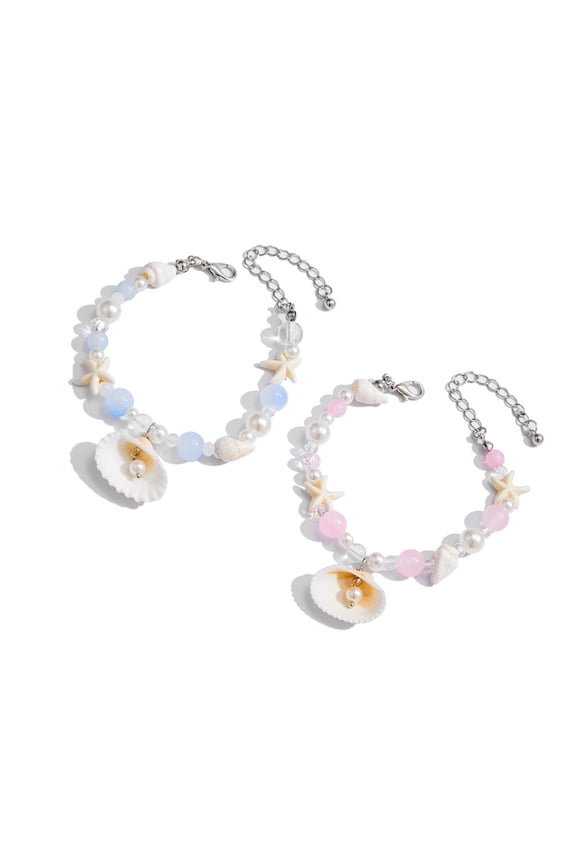 2 Pack Ocean Bracelet Delicate Hand Jewelry Shell Bracelet Sweet Accessories