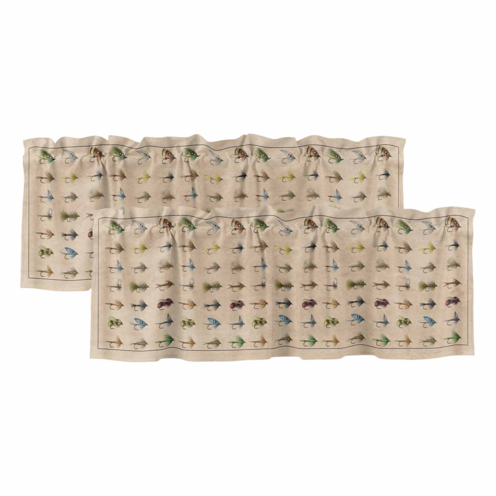 2 Pack Ocean Fishhooks Valances for Windows Bedroom Living Room Window ...