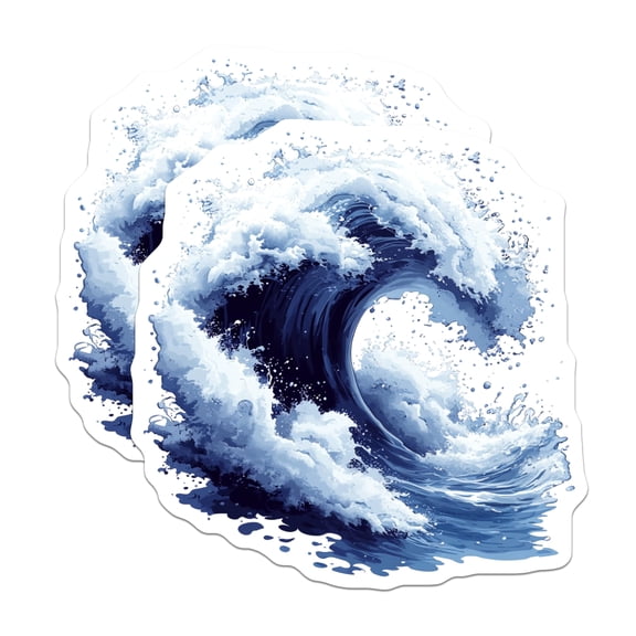 (2 Pack) Ocean Wave Magnets - Surfer Beach Aesthetic - Coastal Home Decor - Nature Lover Fridge Magnets - 5 Inches On Longest Side - Thick Durable Magnet - Made in USA - MAG29946