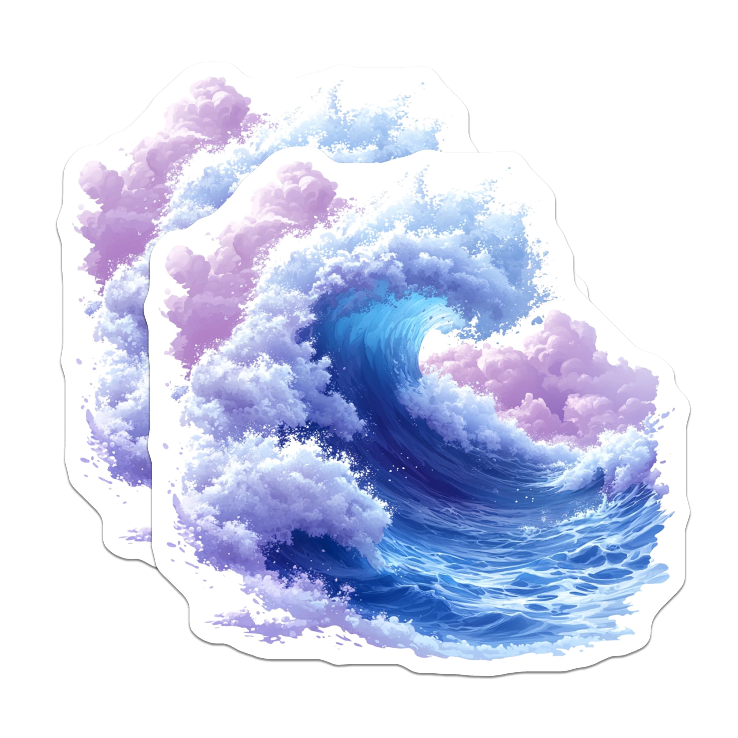 (2 Pack) Ocean Wave Stickers - Crashing Sea Art - Deep Blue Purple Vibe ...