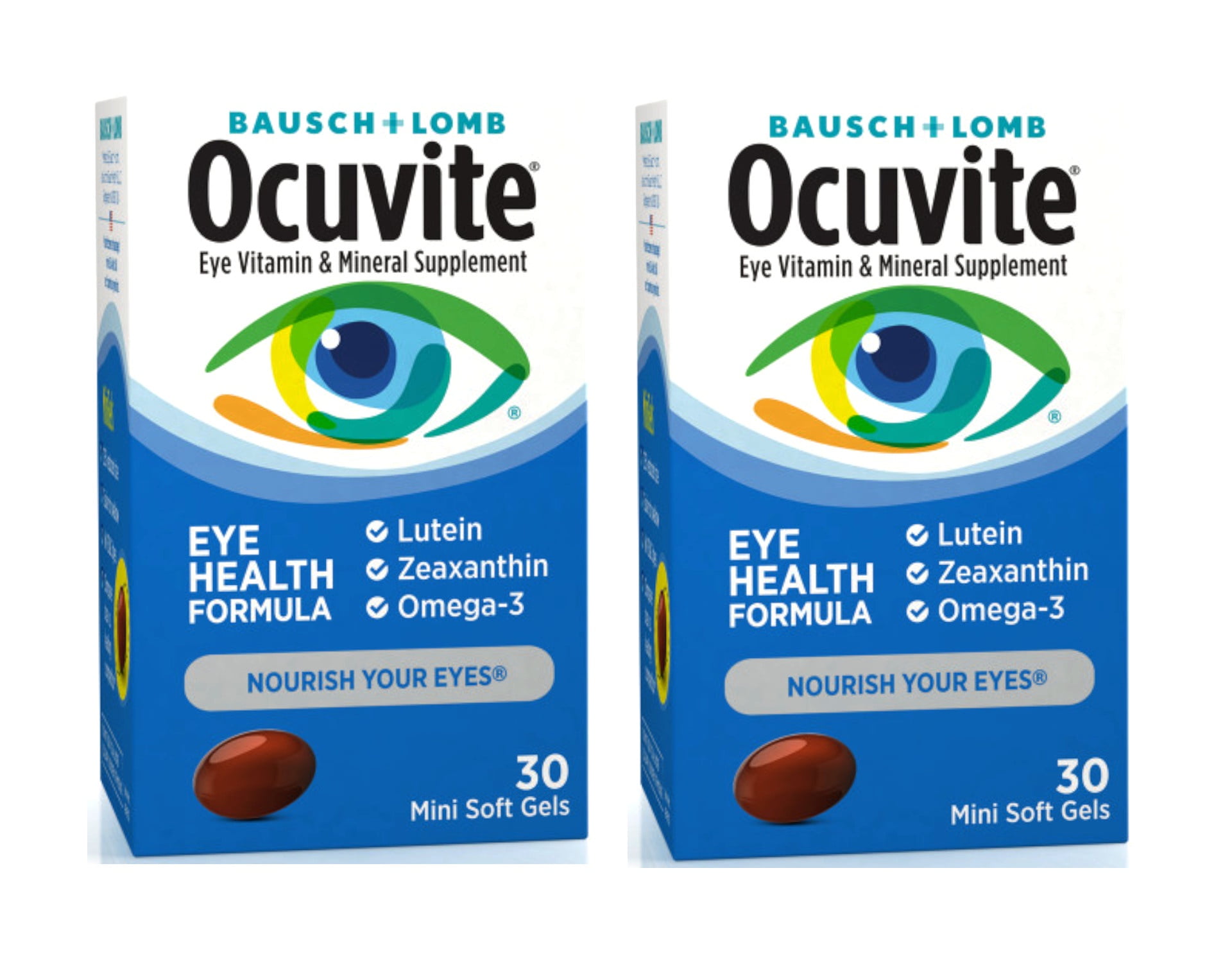 2 Pack - Ocuvite® Eye Health Formula Eye Vitamin& Mineral Supplement with Lutein, Zeaxanthin and Omega-3 –from Bausch + Lomb, 30 Soft Gels