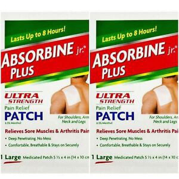 2 Pack Of Absorbine Jr Plus Ultra Strength Pain Relief Patch Large