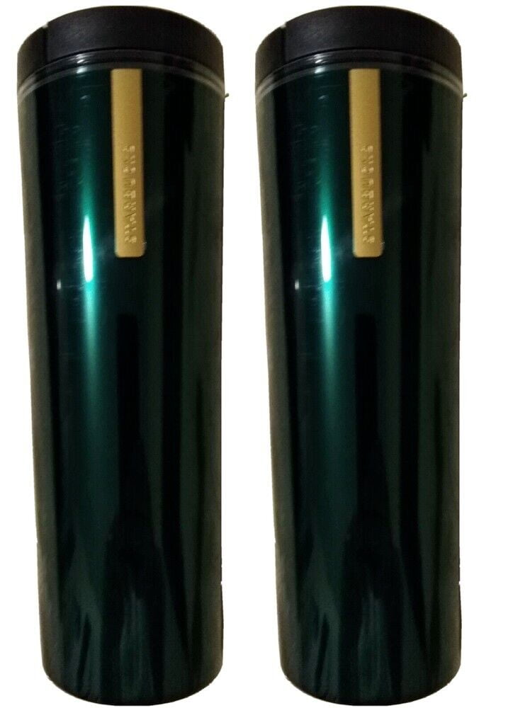 2 Pack Of Starbucks Double Walled Green Tumbler 16oz With a Stainless