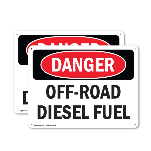 (2 Pack) OffRoad Diesel Fuel OSHA Danger Sign 10 Inch X 7 Inch Indoor