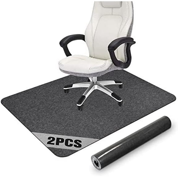 2 Pack Office Chair Mat for Hardwood Floor, 55"x35" Computer Chair Mat, Under Desk Chair Mat, Large Anti-Slip Floor Protector for Home Office Dark Grey (Roll Packaging)