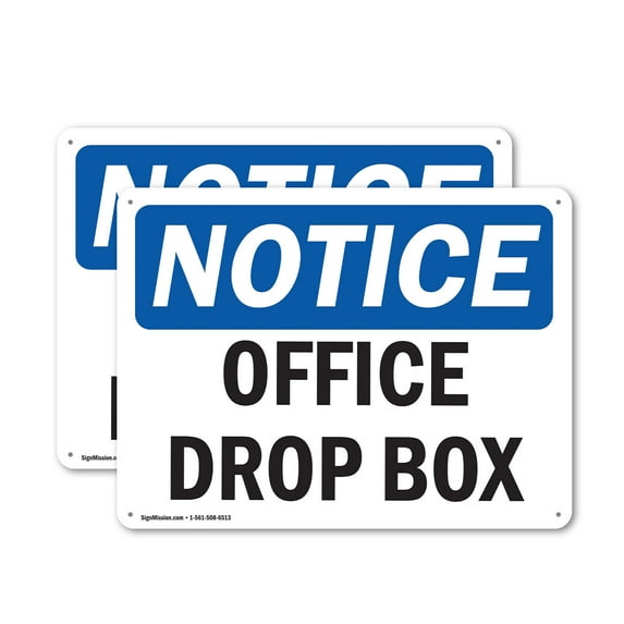 (2 Pack) Office Drop Box OSHA Notice Sign 18 Inch X 12 Inch Plastic Sign, Weather Resistant, UV Protected for Workplace, Business, and Construction Site, Made in the USA