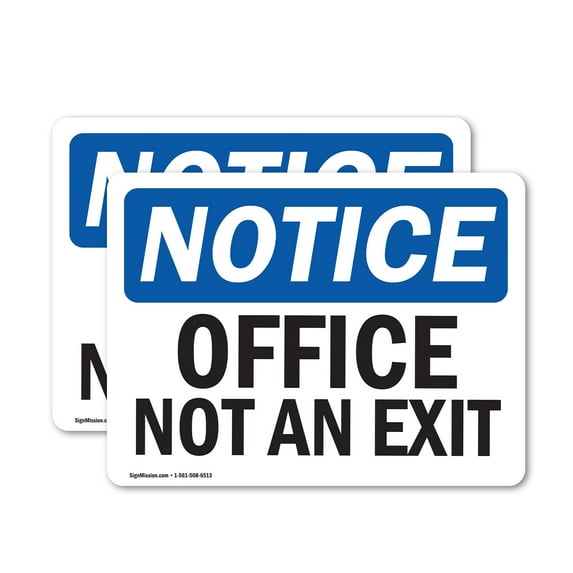 (2 Pack) Office Not An Exit OSHA Notice Sign 7 Inch X 5 Inch Vinyl Label Decal Sticker Weather Resistant, UV Protected for Workplace, Business, and Construction Site, Made in the USA