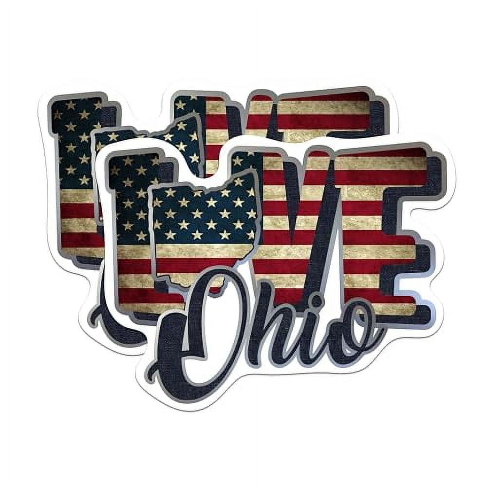 (2 Pack) Ohio Love State Magnets - OH State USA Flag - Choose from 50 States - 5" On Longest Side - Premium Magnet - for Cars, Refrigerators, Toolboxes, Lockers - Made in USA - MAG1441