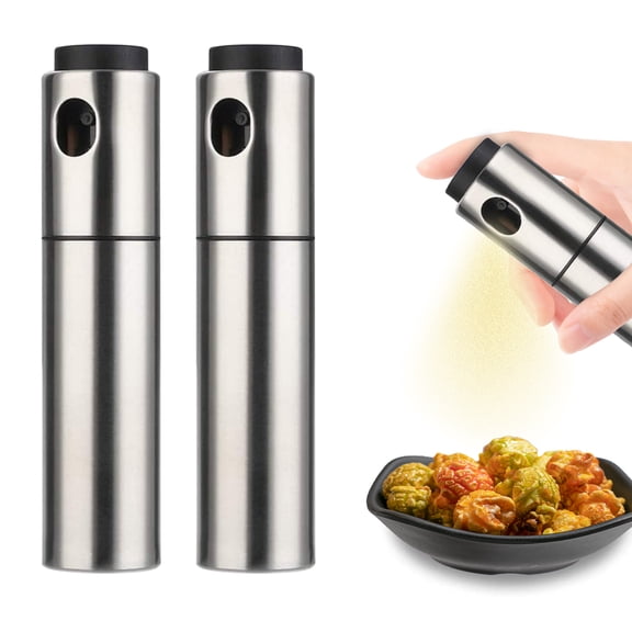2 Pack Oil Sprayer for Cooking, 100ml Stainless Steel Oil Spray Bottle, Durable Oil Sprayer Mister Kitchen Gadgets for Baking, Air Fryer, BBQ