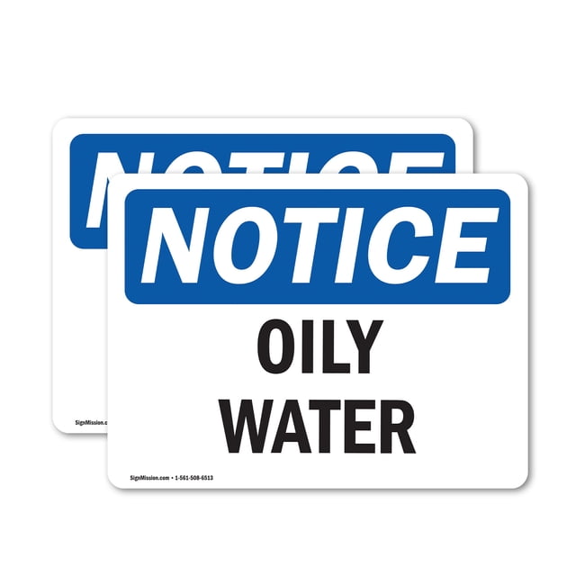 (2 Pack) Oily Water OSHA Notice Sign 10 Inch X 7 Inch Vinyl Label Decal ...