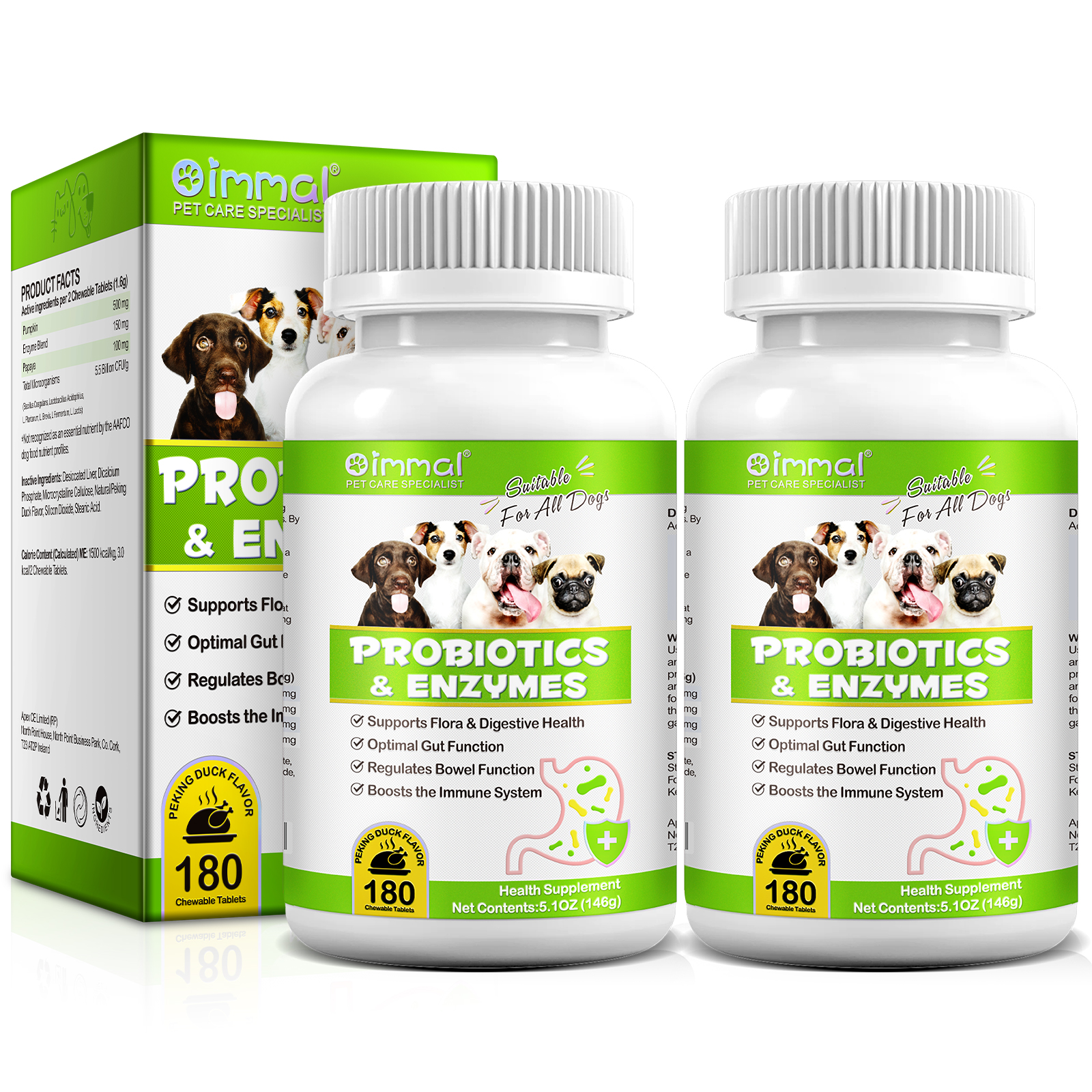 (2 Pack)Oimmal Naturvet Probiotics and Enzymes for Dogs, Probiotic Supplement for Your Dogs