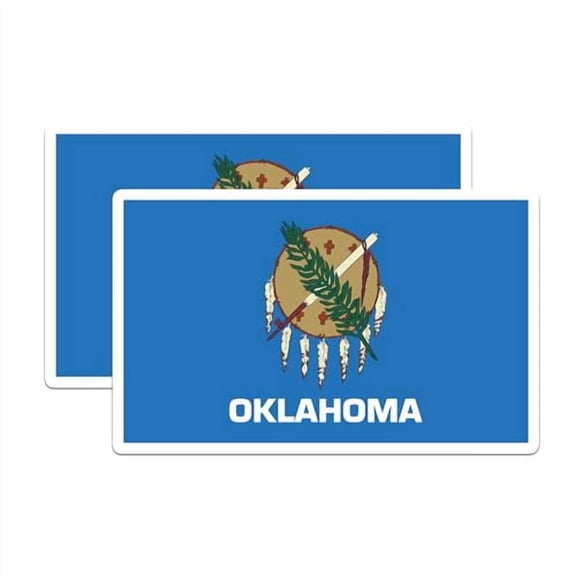 (2 Pack) Oklahoma State Flag Stickers - OK State Flag Sticker - Choose from 50 States - 5 Inches On Longest Side - Premium Vinyl - for Cars, Skateboards, Laptops - Made in USA - BMCS1322