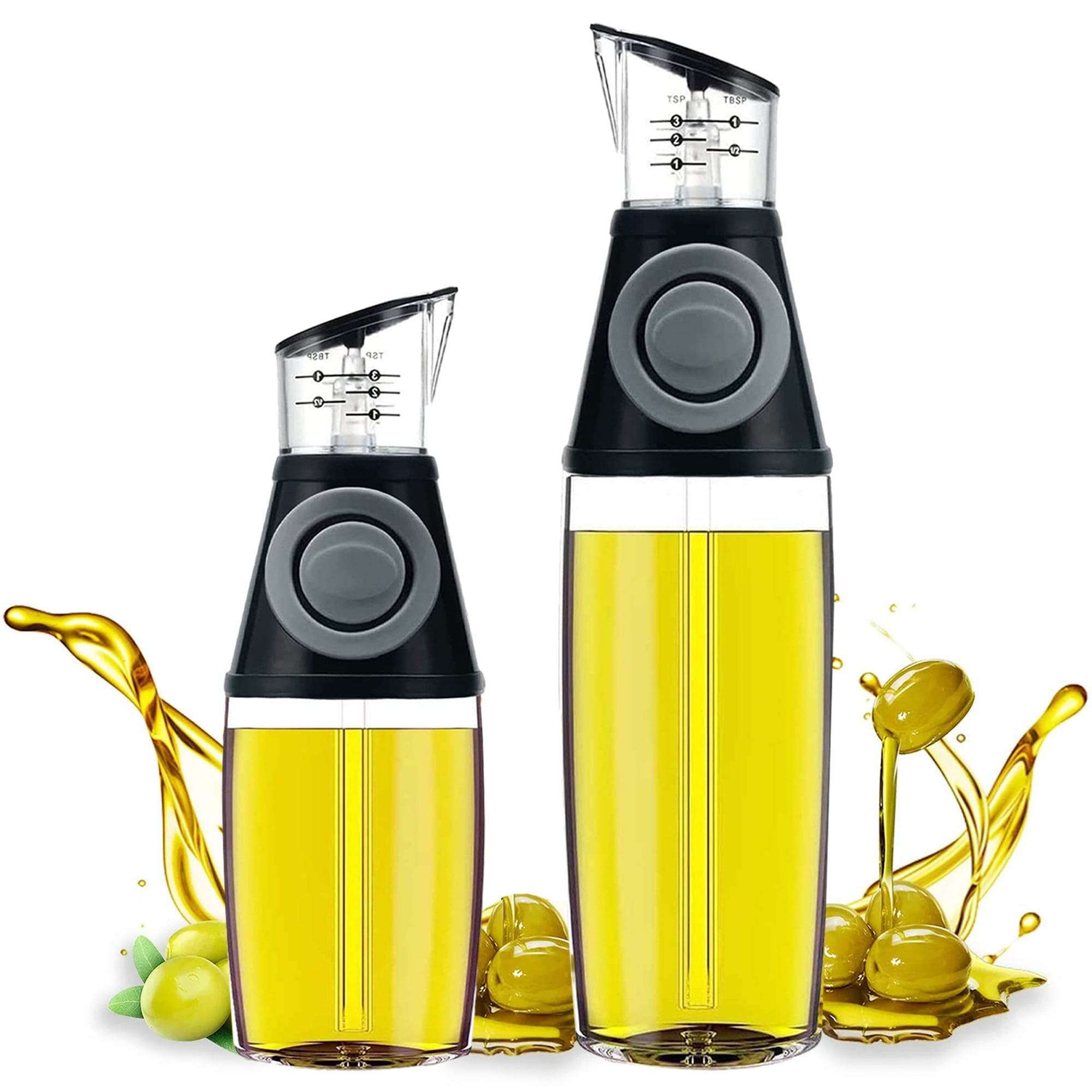 2 Pack Olive Oil Dispenser Bottle with Pour Spout and Measuring Scale