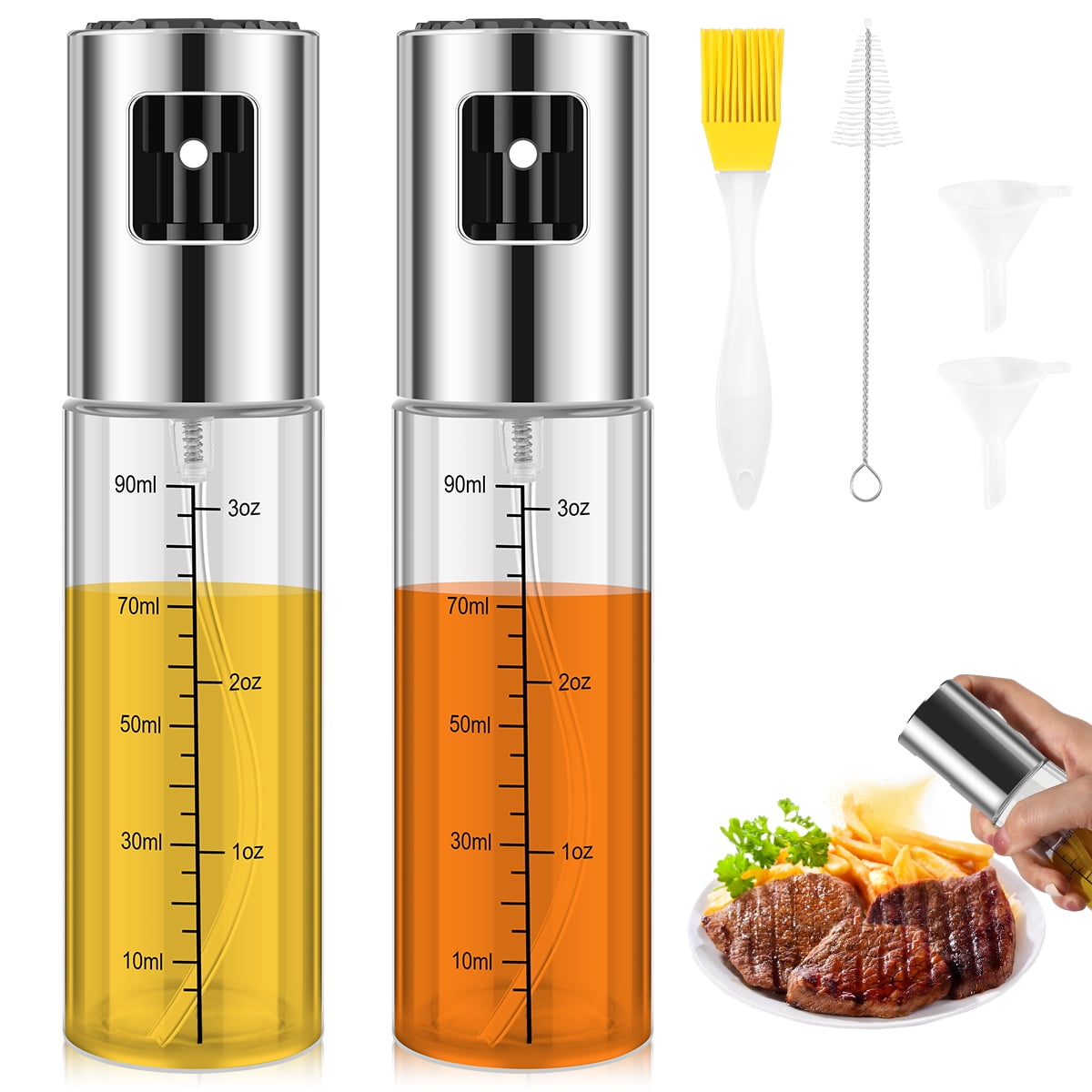 2 Pack Olive Oil Sprayer Bottle with Scale for Cooking Mister Oil