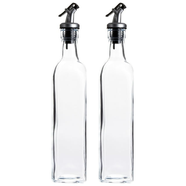 2Pack Olive Oil and Vinegar Dispenser Set, Transparent Glass Storage