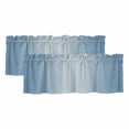 thumbnail image 1 of 2 Pack Ombre Valance for Window Haze Blue Gradient Kitchen Valance Rod Pocket Short Curtain Topper Decorative Window Treatment for Living Room Bedroom 42"x18", 1 of 8