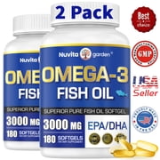 2 Pack Omega-3 Fish Oil 3000mg Supplement, Support Heart & Brain Health,360 Softgels,4 Months Supply