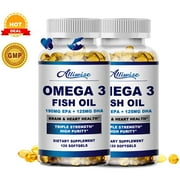 (2 Pack)Omega 3 Fish Oil Supplement, Triple Strength 1200mg Omega 3 EPA DHA,120 Capsule