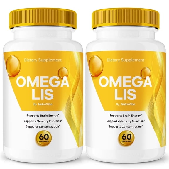 (2 Pack) Omega Lis Daily Formula with a Natural Blend to Help Maintain Focus, Memory & Concentration | Clean, Gentle, Easy-to-Swallow Capsules for Everyday Sharpness (120 Capsules)