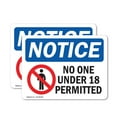 thumbnail image 1 of (2 Pack) No One Under 18 Permitted OSHA Notice Sign 7 Inch X 5 Inch Vinyl Label Decal Sticker Weather Resistant, UV Protected for Workplace, Business, and Construction Site, Made in the, 1 of 7