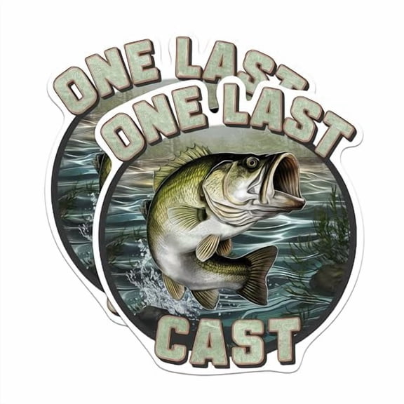 (2 Pack) One Last Cast Magnets - Angler Fisherman Love to Fish Magnets - 5 Inches On Longest Side - Premium Magnet - for Cars, Refrigerators, Toolboxes - Made in USA - MAG2084