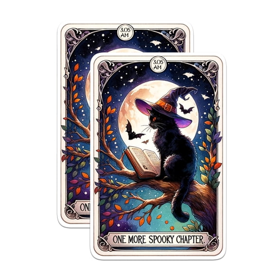 (2 Pack) One More Spooky Chapter Tarot Card Magnets - Witchy Vibes - Bookaholic Book Reader - 5" On Longest Side - Premium Magnet - for Cars, Refrigerators, Toolboxes - Made in USA - MAG1399
