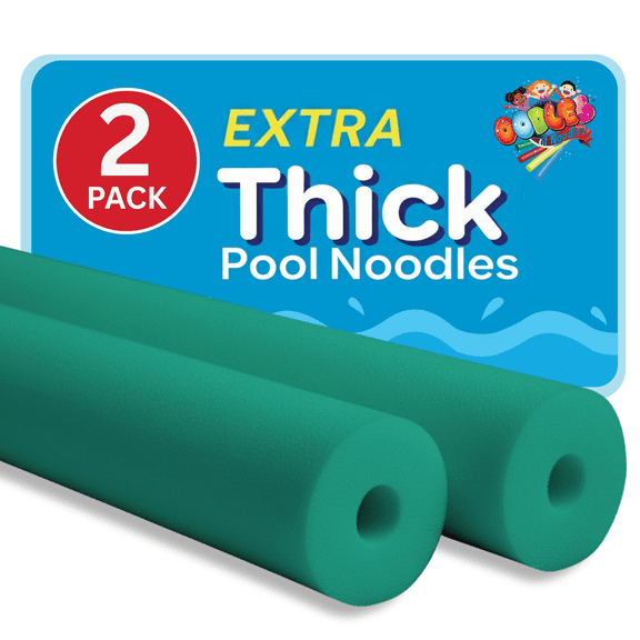 Oodles of Noodles Premium Jumbo XL Foam Pool Swim Noodles, 2 Pack (Green)