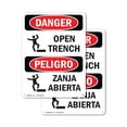 thumbnail image 1 of (2 Pack) Open Trench OSHA Danger Sign 10 Inch X 14 Inch Indoor / Outdoor Rust-Free Aluminum Metal Signs for Workplace, Workshop, and Construction Site, Made in the USA, 1 of 8
