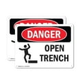 thumbnail image 1 of (2 Pack) Open Trench OSHA Danger Sign 14 Inch X 10 Inch Indoor / Outdoor Rust-Free Aluminum Metal Signs for Workplace, Workshop, and Construction Site, Made in the USA, 1 of 8