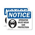 thumbnail image 1 of (2 Pack) Operator Must Wear Ear Protection OSHA Notice Sign 5 Inch X 3.5 Inch Vinyl Label Decal Sticker Weather Resistant, UV Protected for Workplace, Business, and Construction Site,, 1 of 7