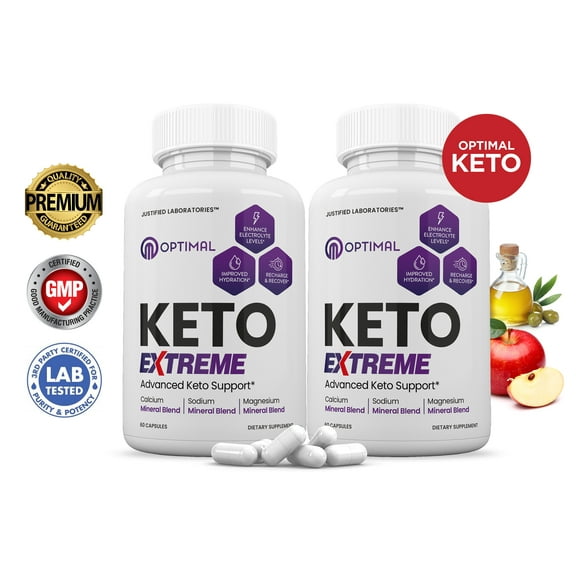 (2 Pack) Optimal Keto ACV Extreme Pills 1675mg Alternative to Gummies Dietary Supplement 120 Capsules