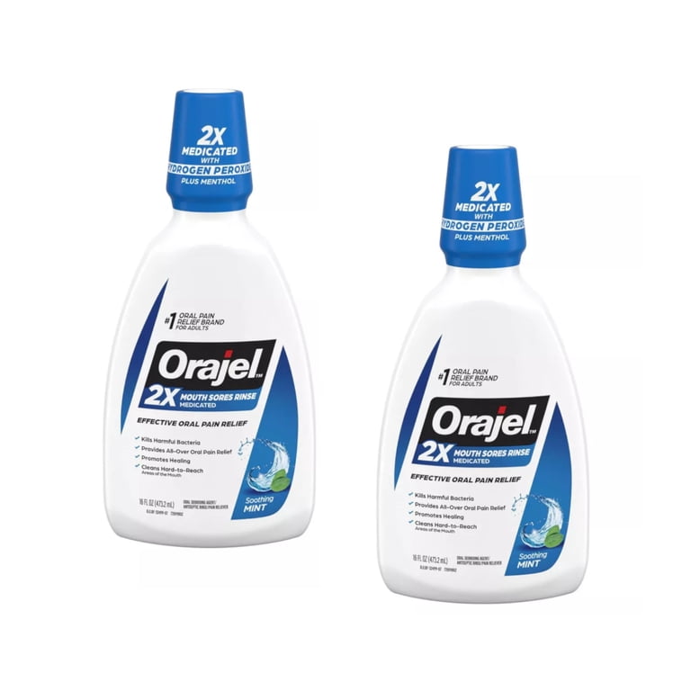 Orajel - 2 Pack Antiseptic Rinse for All Mouth Sores, Killing Bacteria, 16 OZ each - Walmart.com Orajel - 2 Pack Antiseptic Rinse for All Mouth Sores, Killing Bacteria, 16 OZ each - Walmart.com