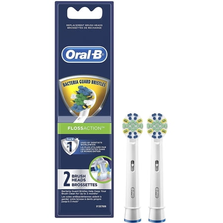 2 Pack - Oral-B Floss Action Electric Toothbrush Replacement Brush Heads Refill, 2 Count