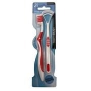 2 Pack Oral Care Set, Includes Medium Bristle Toothbrush with Anti Slip Handle and Tongue Scraper for a Deep Clean, Fresh Breath and Complete Oral Health Care Routine, Red