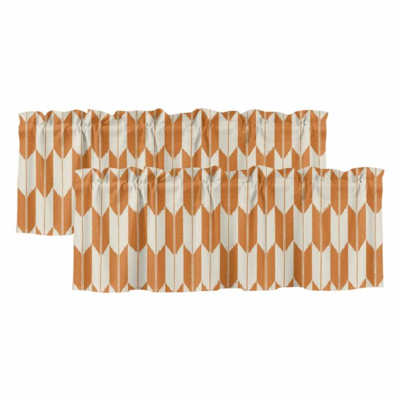 2 Pack Orange Beige Arrow Valance for Window Abstract Japanese Orange Beige Arrow Kitchen Valance Rod Pocket Short Curtain Topper Decorative Window Treatment for Living Room Bedroom 42"x12"