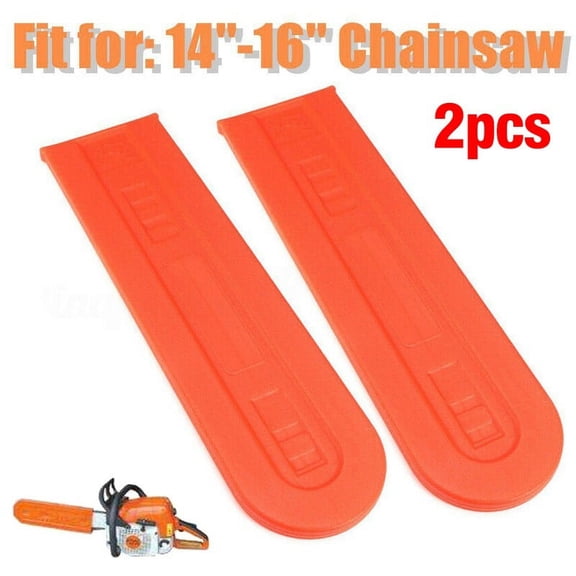 2 Pack Orange Chainsaw Bar Cover Scabbard Guard for 14 to 16 Inch Chainsaws, Plastic Protective Sheath Case for Rust Prevention and Safe Storage