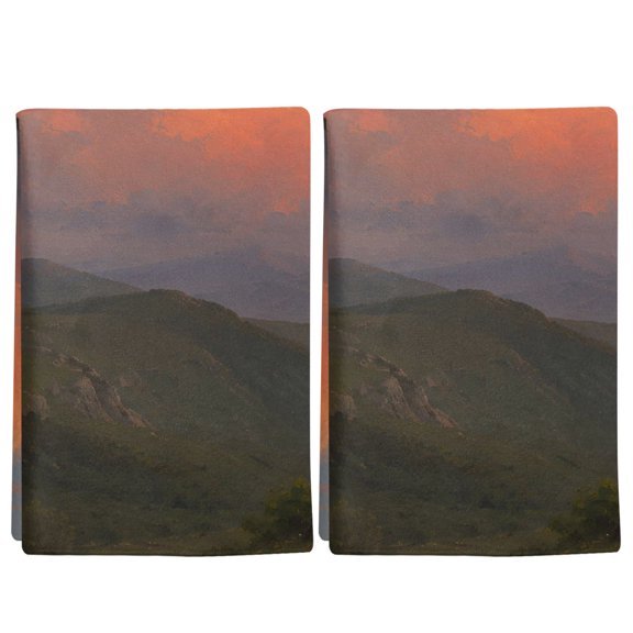 2 Pack Orange Clouds Kitchen Towels Gray Green Mountain Peaks Valleys Forest Rustic Decorative Dish Towel Sets Absorbent Quick Dry Hand Cloths Tea Towels for Cooking Baking Farmhouse Gifts 18x28in